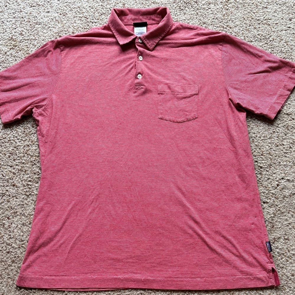 Patagonia Men's 100% organic cotton Polo Shirt in Red size L
